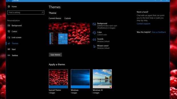 Themes in the new Windows 10 Settings app