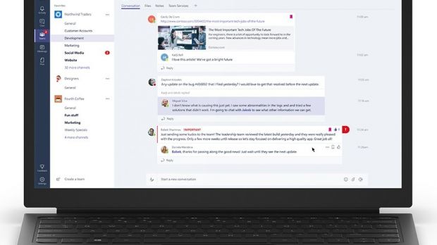 The familiar Slack-inspired conversation view
