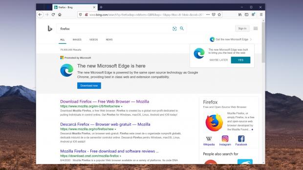 Microsoft Edge ads on Bing search