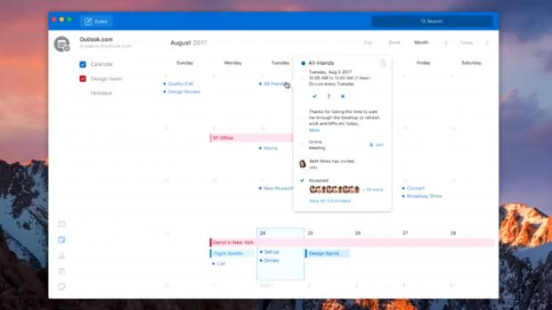The new Outlook Calendar version for macOS
