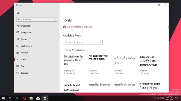 The new fonts UI coming in Windows 10 Redstone 4