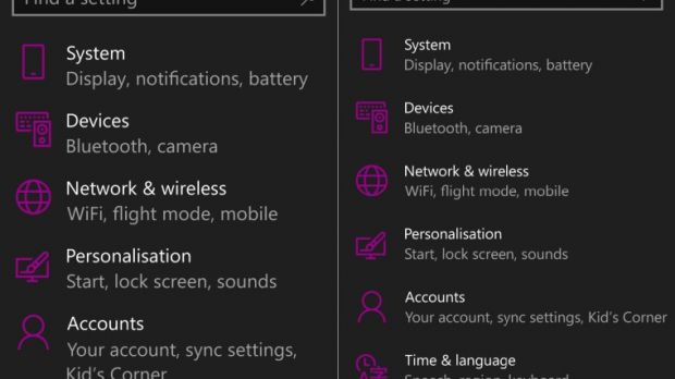 Different text sizes in Windows 10 Mobile