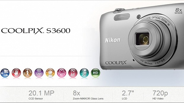 Nikon COOLPIX S3600 camera details