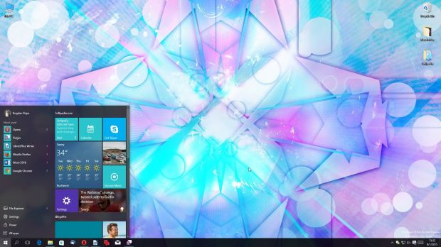 This is the new Windows 10 Start menu with live tiles borrowed from the Start screen