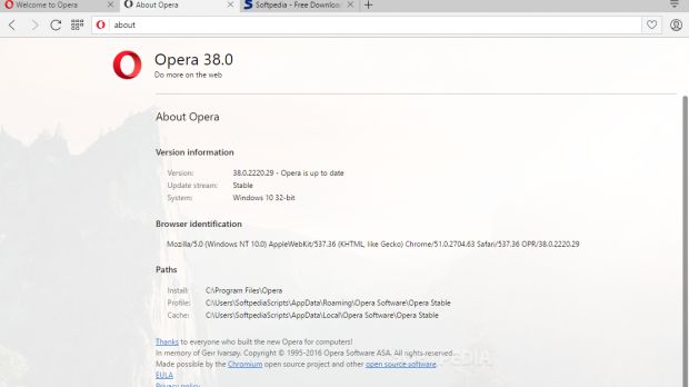 Opera releases version 38.0