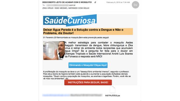 Zika virus spam campaign email