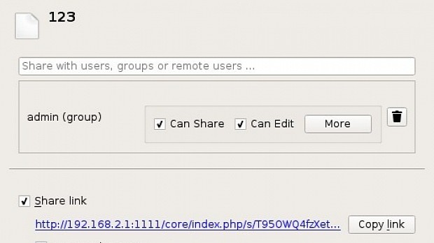 File sharing in ownCloud Desktop Client