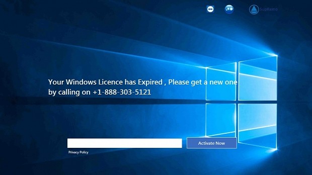 Screen-locking ransomware mimicking Windows activation screen