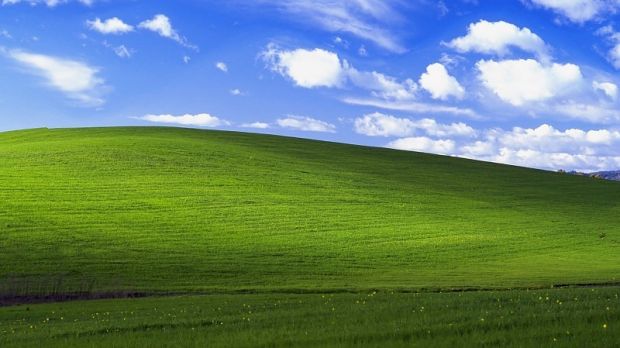The original Bliss wallpaper in Windows XP