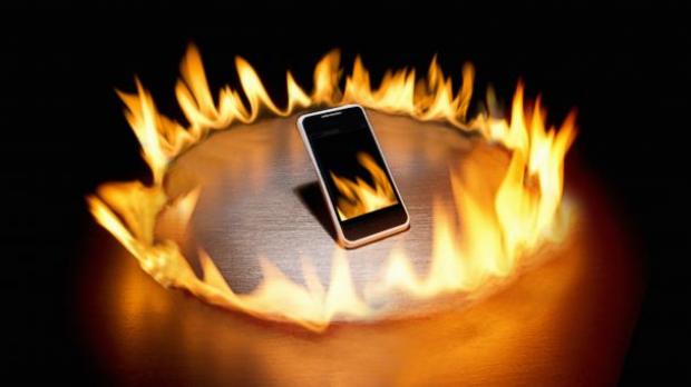 Image of smartphones and flames