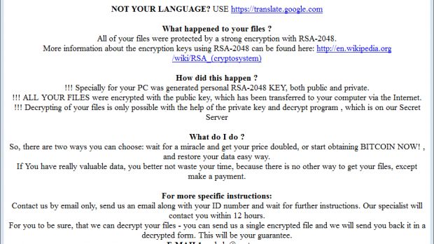 CryptFIle2 ransom note