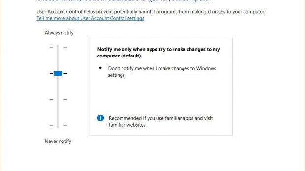 Windows 10 UAC settings