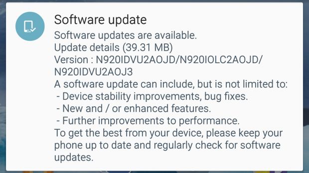 Samsung Galaxy Note 5 update