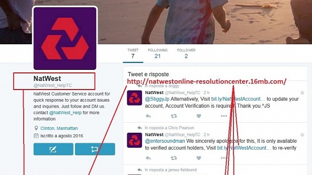 Example of a fake Twitter tech support account