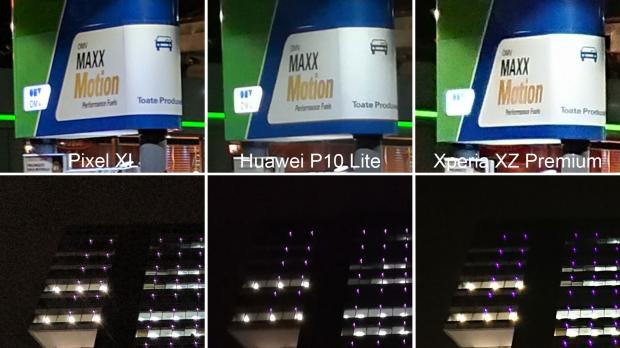 Sony Xperia XZ Premium vs. Huawei P10 Lite vs. Pixel XL night photo test