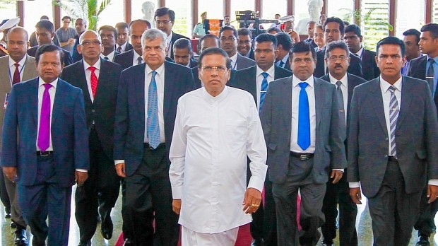 Sri Lanka President Maithripala Sirisena (in white)
