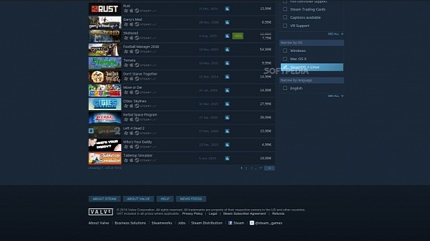Over 1,900 games on Steam for Linux