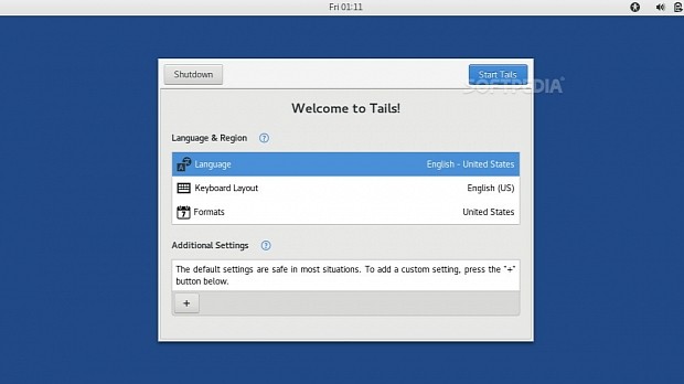 Redesigned Tails Greeter in Tails 3.0 Beta