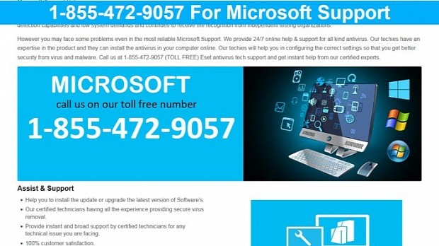 A tech support website mimicking the Microsoft website