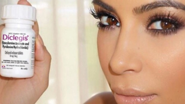 Kim Kardashian plugs morning sickness pill on social media