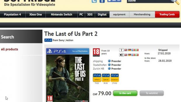 The Last of Us Part II retailer listing