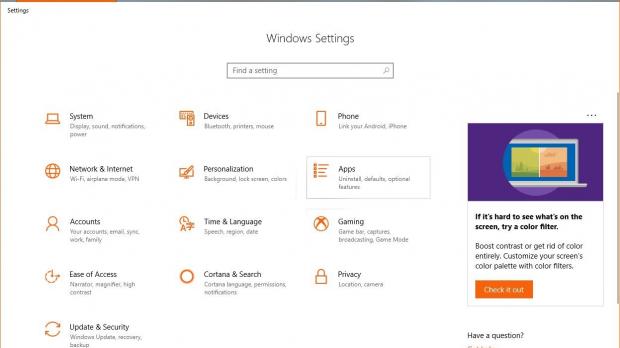Ad in Windows 10 Settings app