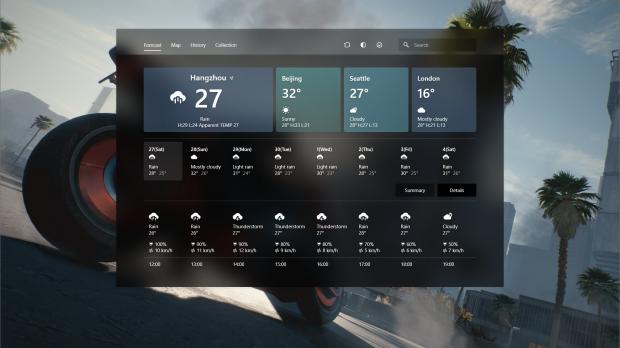 Windows 10 Weather app concept