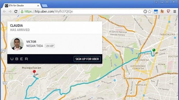 Uber ride details can be viewed via a special page on trip.uber.com