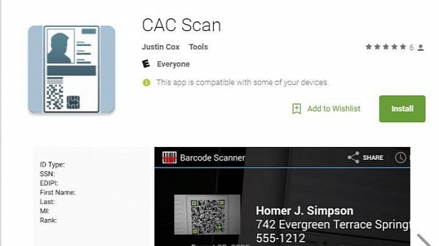 CAC Scan app on Google Play Store