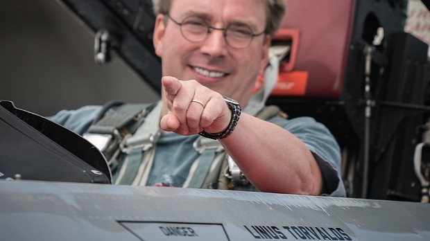 Linus Torvalds on a T-33 aircraft