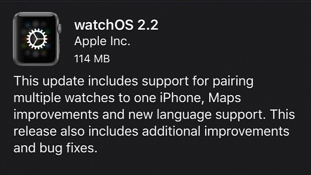 watchOS 2.2 released