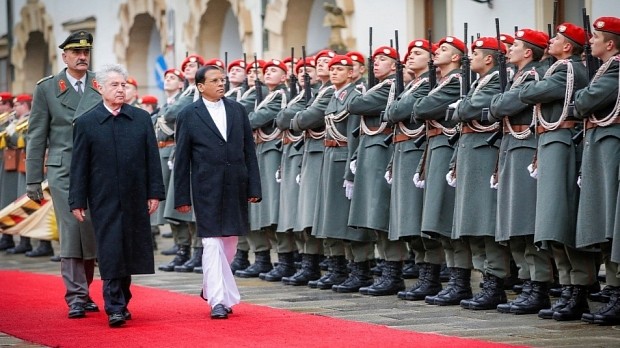 Sri Lanka President Maithripala Sirisena (second from the left)