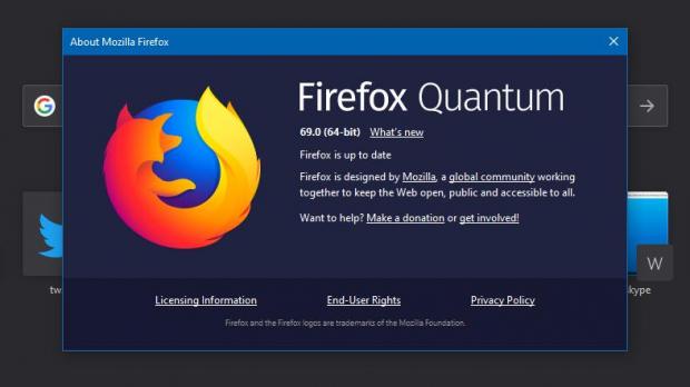 Mozilla Firefox 69 on Windows 10