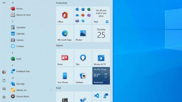 New Windows 10 Start menu