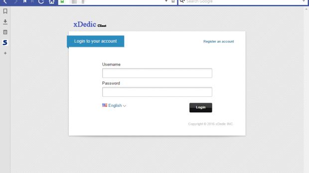 xDedic's login page