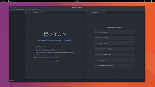 Atom is available as a Snap for Ubuntu
