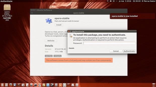 Installing the Opera browser with Ubuntu Software