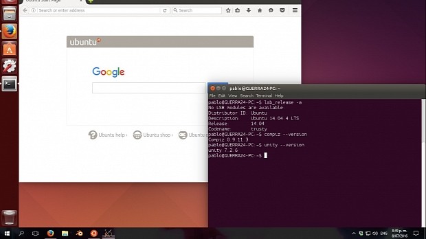 Ubuntu's Unity desktop running on Windows 10