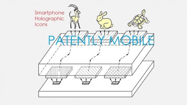 Holographic icons showed in Samsung patent