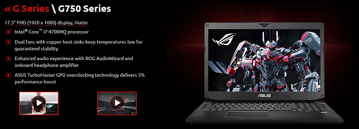 ASUS ROG G750 Gaming Notebooks with Next-Gen NVIDIA GPUs Up for Pre-Order