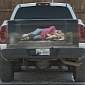 Advertisers Stick Decal of Tied Up Woman on Truck to Create a Buzz