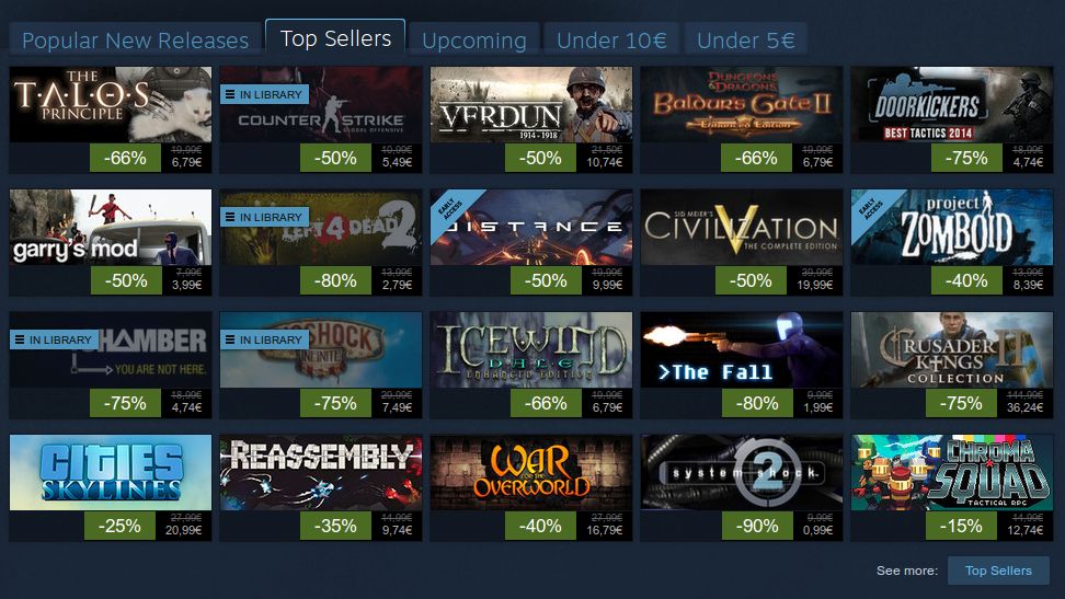 Top Sellers in Steam Have Linux