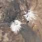 Amazing Orbital View of Twin Volcanoes