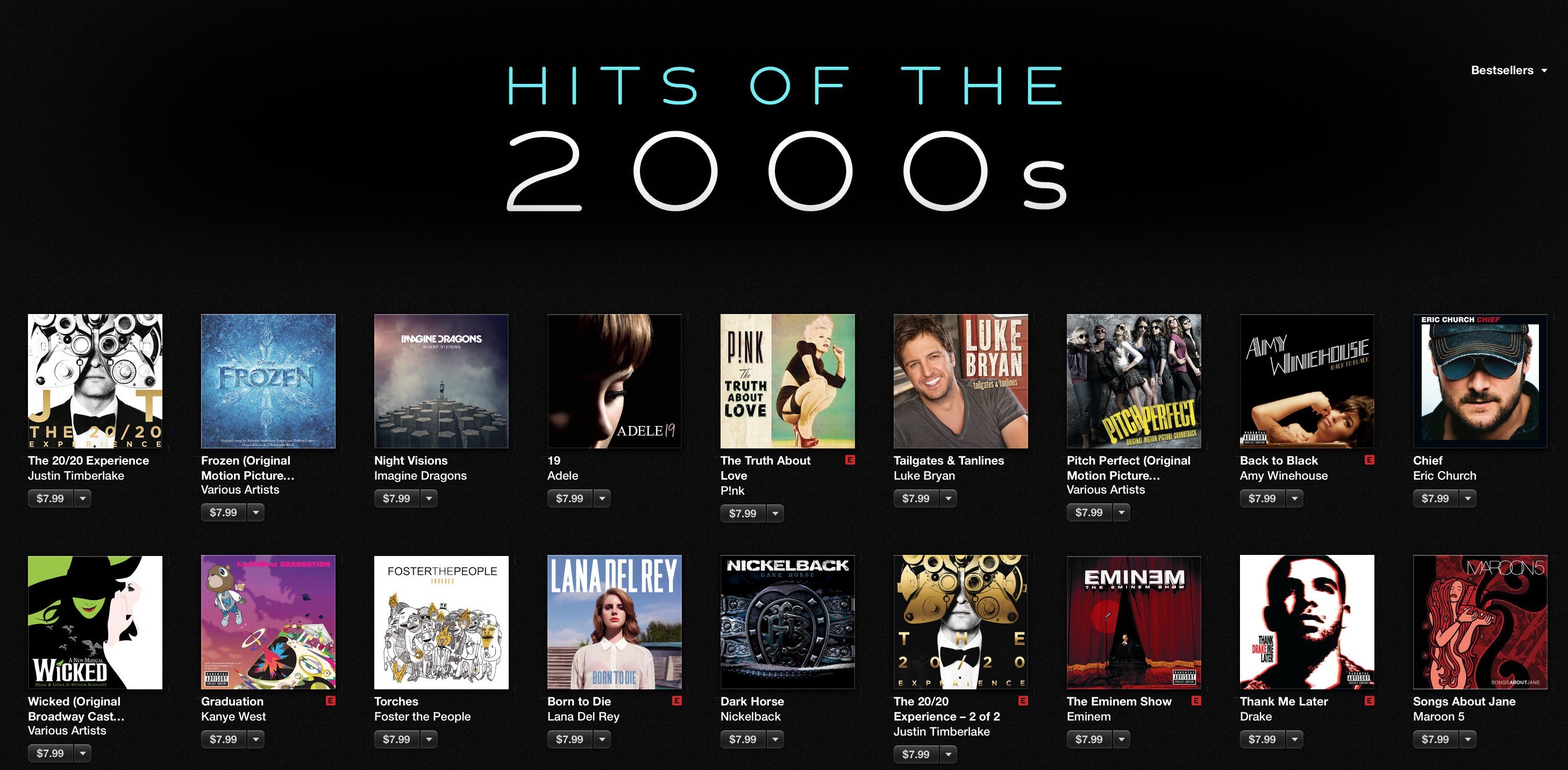 Apple Highlights "Hits of the 2000s," Lowers Music Album Prices to Just