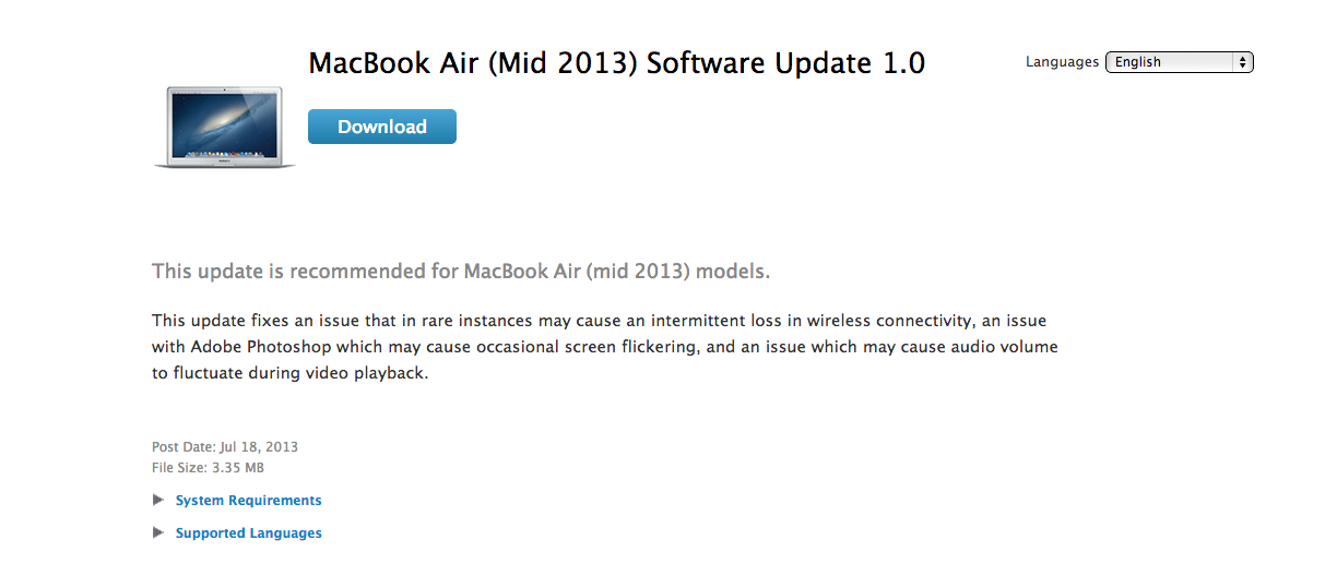macbook air updates