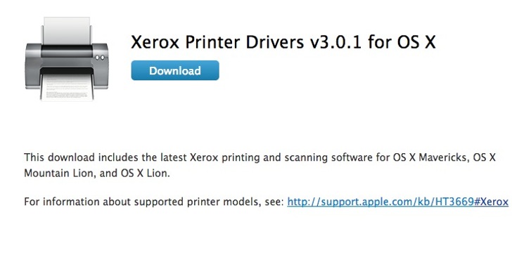 xerox printer drivers os x