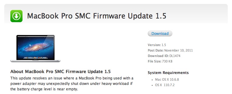 apple firmware updates macbook pro