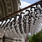 Artists Make White Canopy from Recycled Traffic Cones