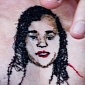 Artist Stitches Portraits in the Palm of His Hand