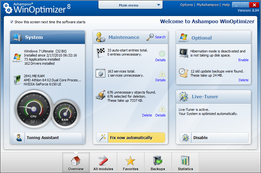 Ashampoo WinOptimizer 26.00.13 instal the new version for windows